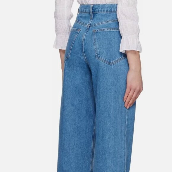 Frame Rolled High Rise Wide Leg Meadow Wash Jeans Denim 23 $298 NWT - Picture 6 of 6